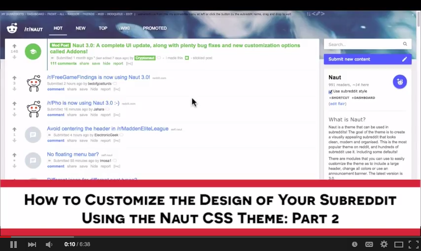 Customize Your Subreddit Design with Naut – Part 2: Customizing Naut