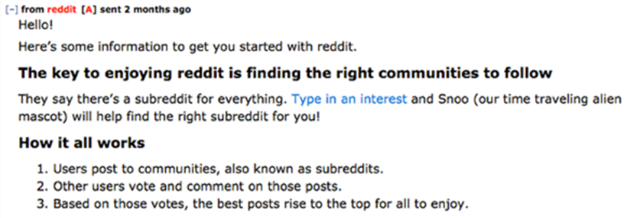 Reddit intro message