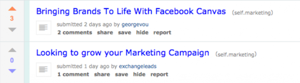 Reddit marketing post