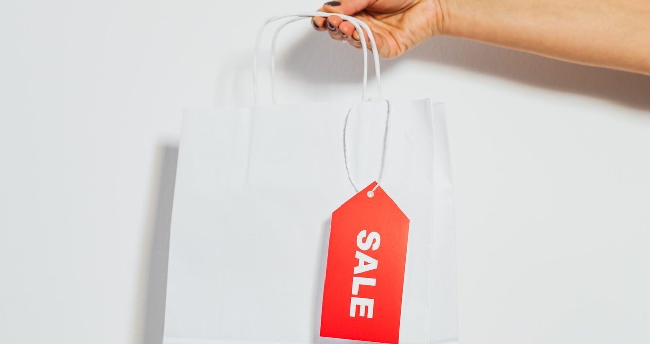 Bag with sale sign