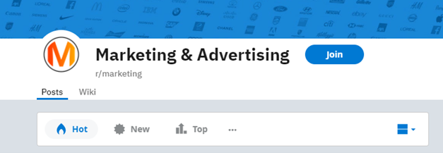 Reddit marketing menu tabs