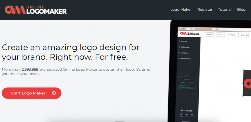 Online Logo Maker homepage