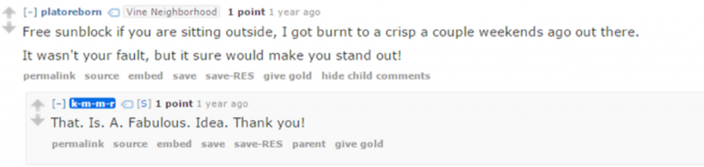 Reddit sunblock comment