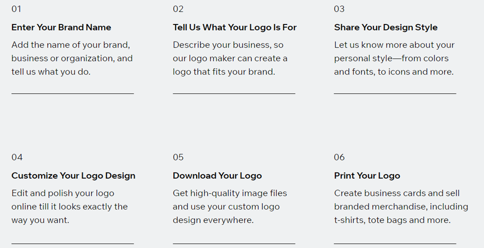 Wix Logo Maker steps