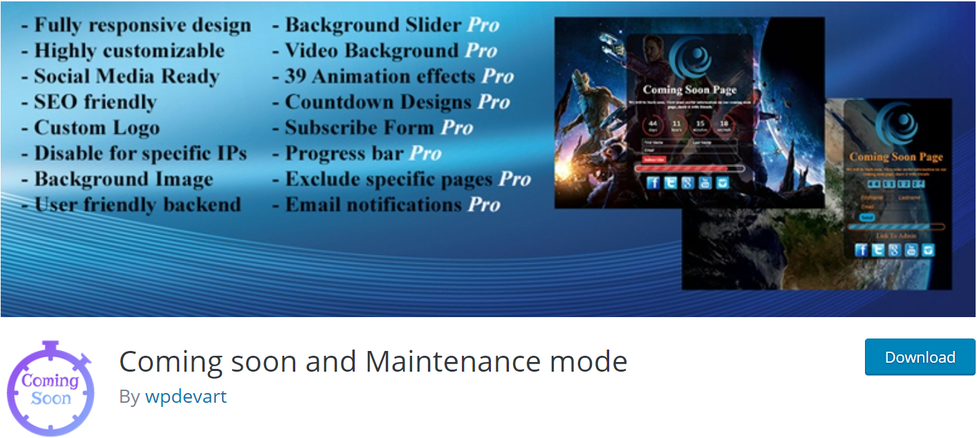 Coming Soon and Maintenance Mode banner