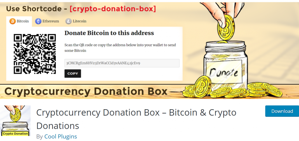 Cryptocurrency Donation Box banner