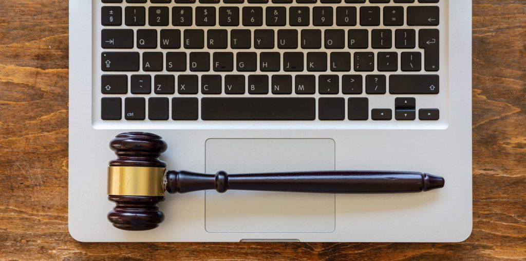 gavel on a laptop