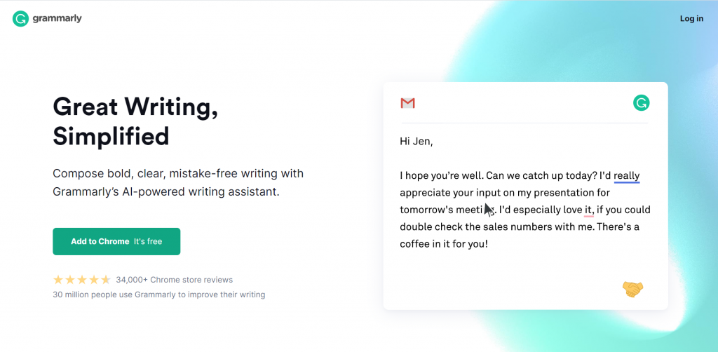 Grammarly homepage