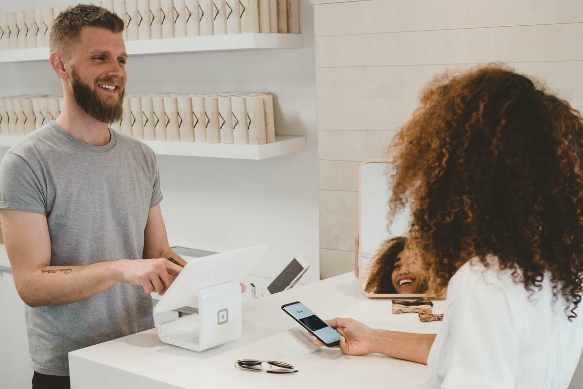 Man at cash register