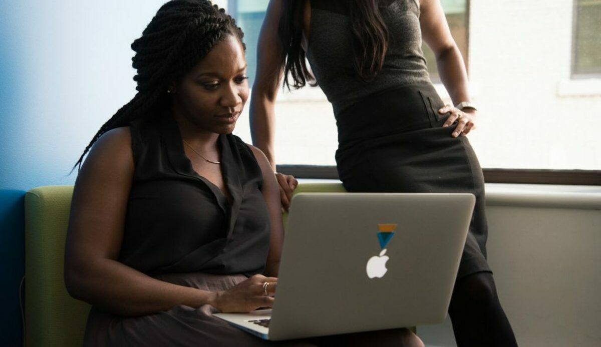 Two women working