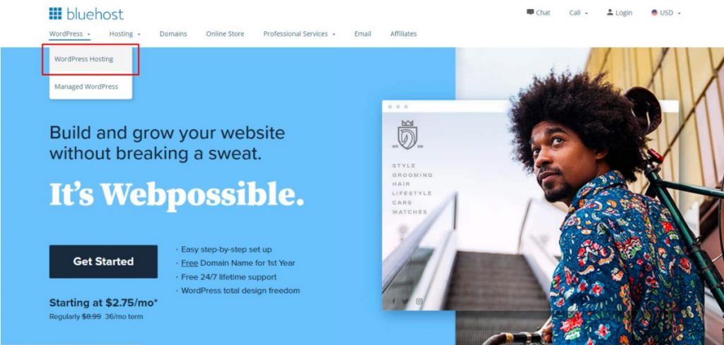 Bluehost WordPress hosting