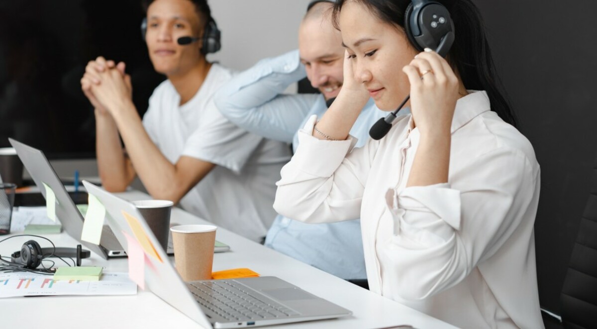 People working in a call center