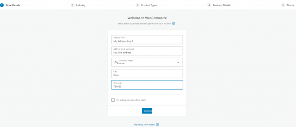 WooCommerce setup