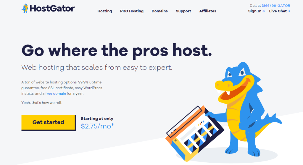 HostGator homepage