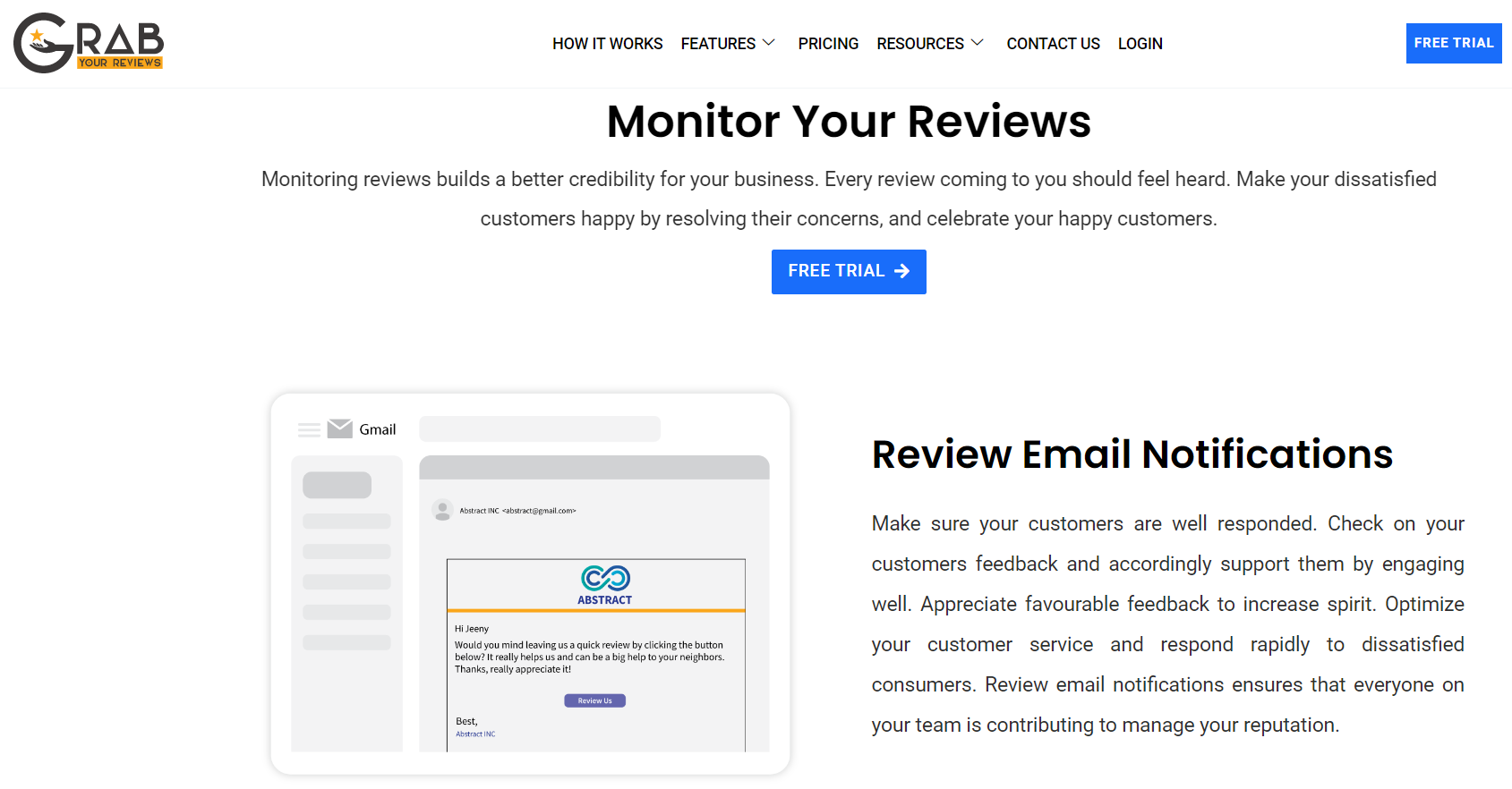 Grab Your Reviews features